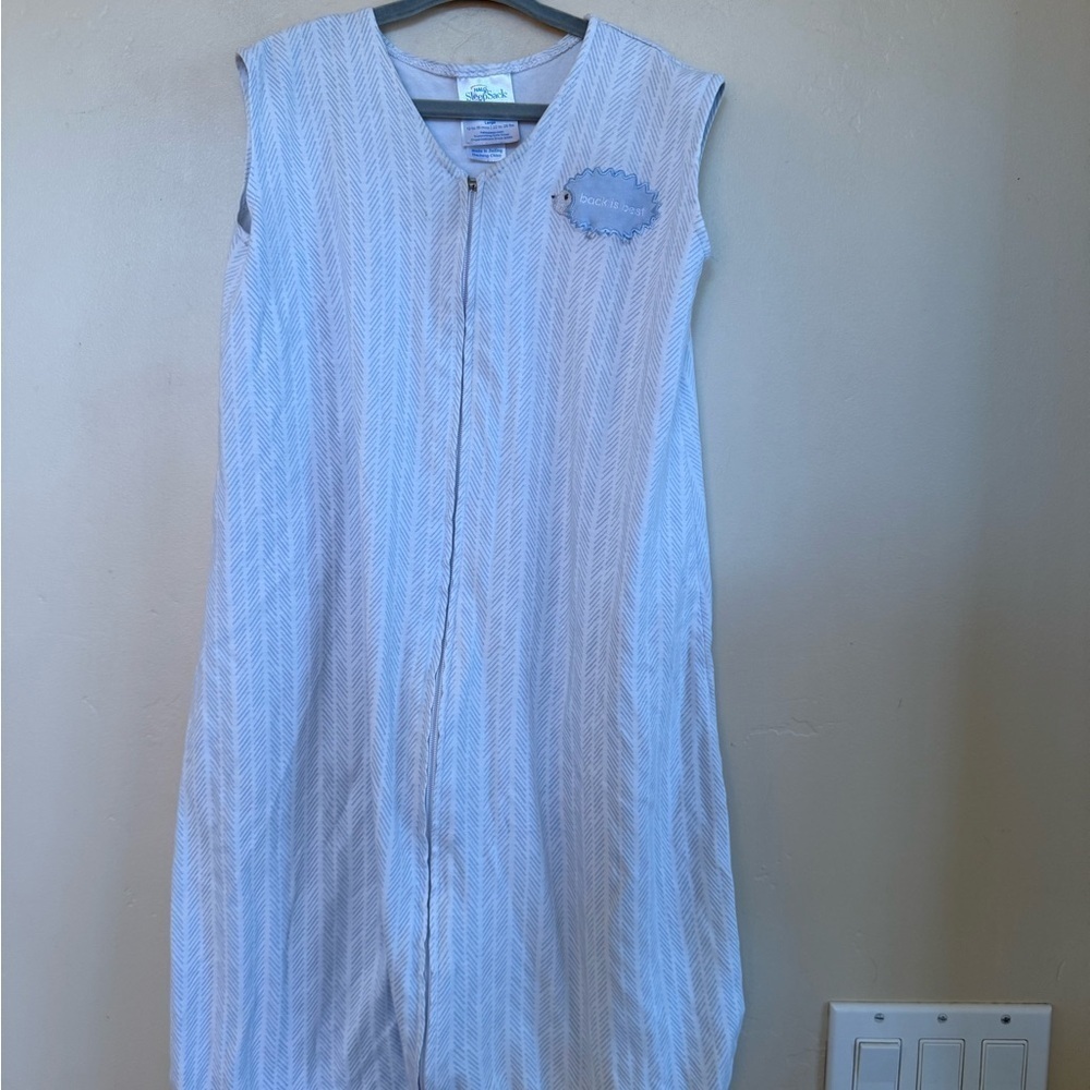 Cozy Kids Sleeveless One Piece in Blue and White - Picture 1 of 4